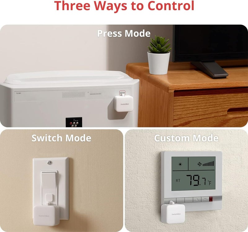 Switchbot Bluetooth Fingerbot Button Pusher for Rocker Switches – Turn Lights/Coffee On by App or Timer, No Tools, Optional Hub for Voice & Away Control, White - Image 4