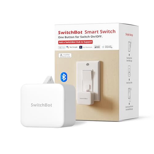 Switchbot Bluetooth Fingerbot Button Pusher for Rocker Switches – Turn Lights/Coffee On by App or Timer, No Tools, Optional Hub for Voice & Away Control, White - Image 1