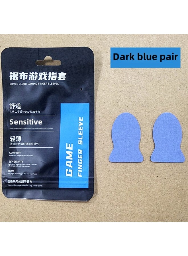 Anti-sweat Game Finger Sets Finger Suit Ultra-thin Touch Screen Breathable For The King Glory Of Eating Chicken Artifact Direct-Product Color:silver Cloth Finger Deep Blue Pair  - Image 1