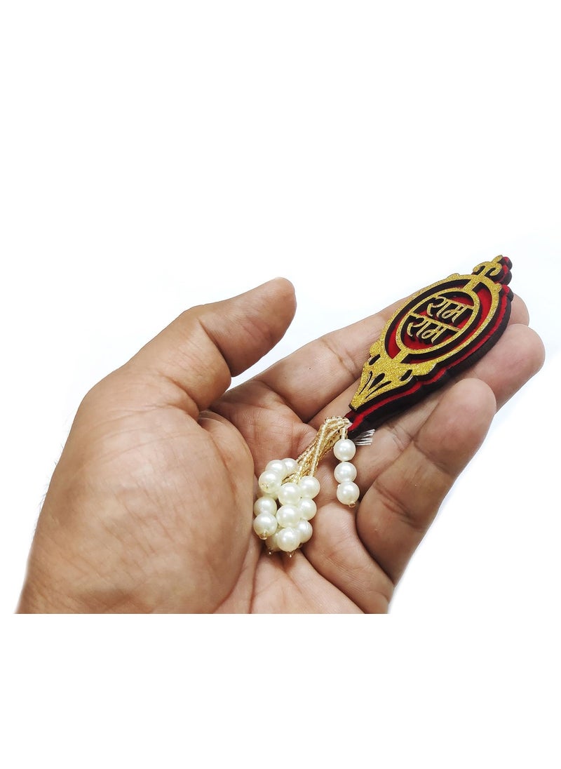 BITONA BITONA Puja Sohn Soon Puja Ram Ram Wood Tags Door Sticker Tags 2 Pairs self Stick4 Piece for Festival Specially Rakhi Season  - Image 4