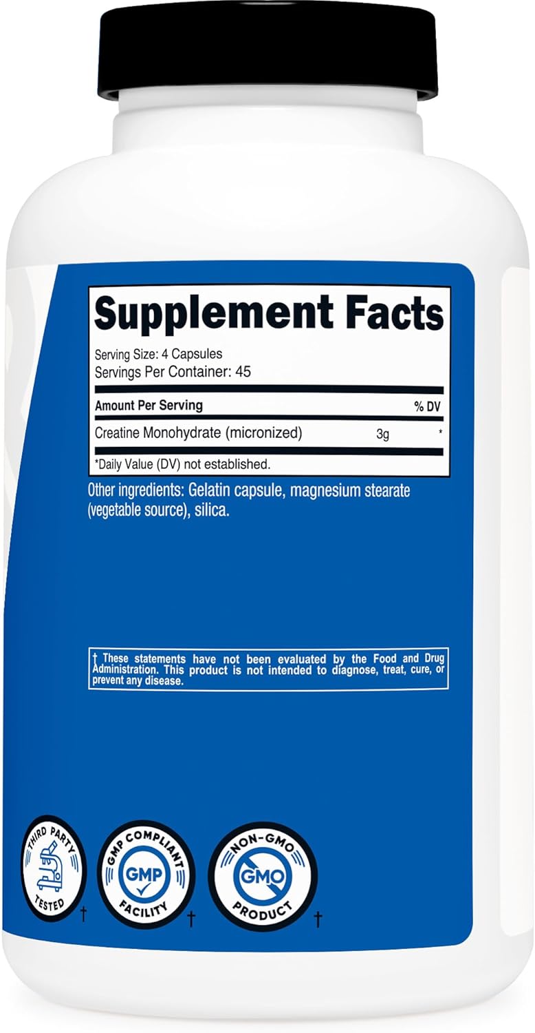 Nutricost Creatine Monohydrate 3000mg 180 Capsules 750mg Per Capsule  Gluten Free NonGMO - Image 5