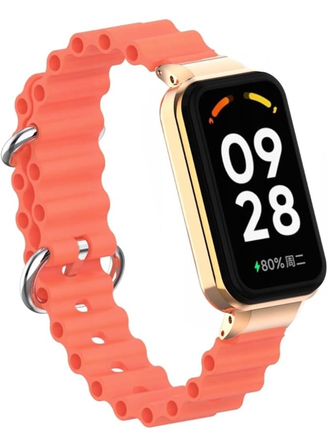 Ocean Strap Compatible with Xiaomi Redmi Band 2 / Smart Band 8 Active, Adjustable Silicone Sport Band with Durable Metal Buckle and Protective Frame for Men and Women - Image 3