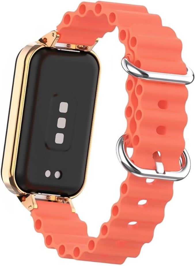 Ocean Strap Compatible with Xiaomi Redmi Band 2 / Smart Band 8 Active, Adjustable Silicone Sport Band with Durable Metal Buckle and Protective Frame for Men and Women - Image 5