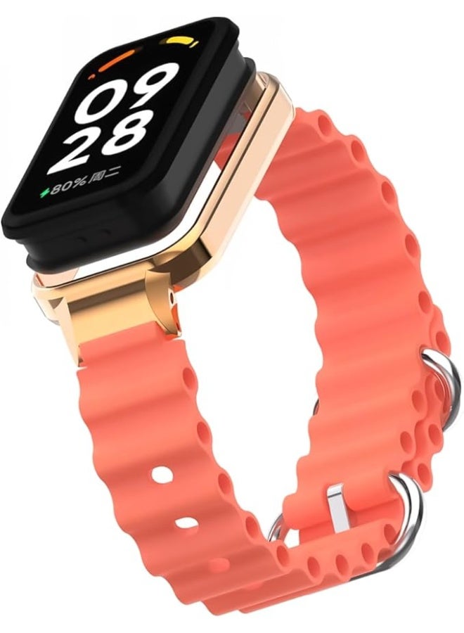 Ocean Strap Compatible with Xiaomi Redmi Band 2 / Smart Band 8 Active, Adjustable Silicone Sport Band with Durable Metal Buckle and Protective Frame for Men and Women - Image 4