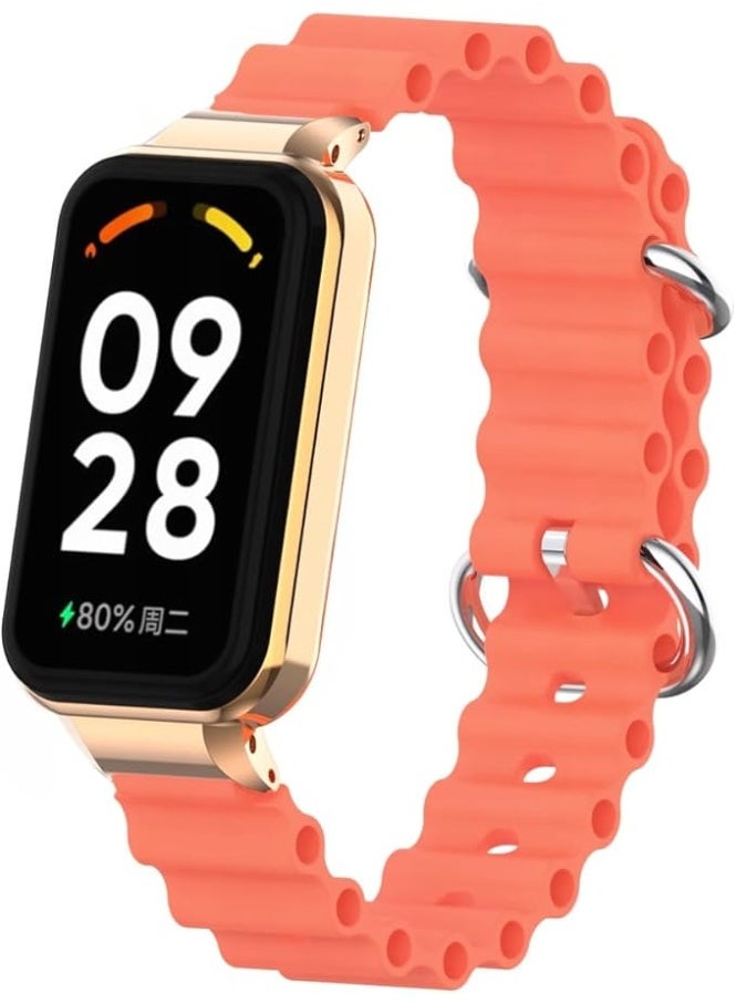 Ocean Strap Compatible with Xiaomi Redmi Band 2 / Smart Band 8 Active, Adjustable Silicone Sport Band with Durable Metal Buckle and Protective Frame for Men and Women - Image 1