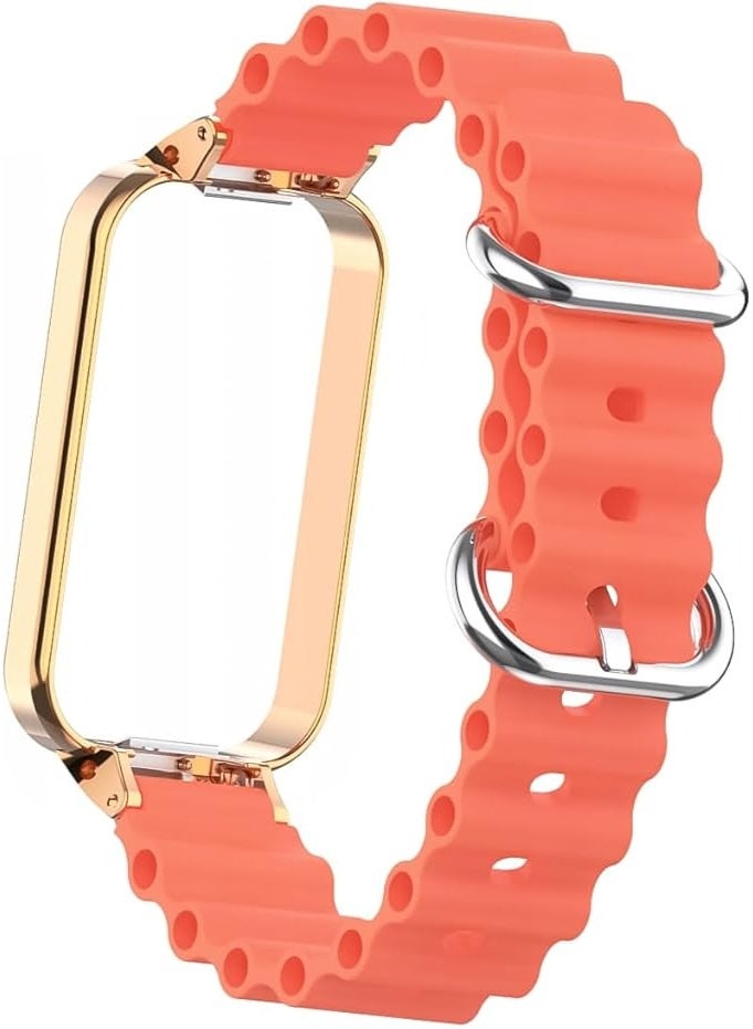 Ocean Strap Compatible with Xiaomi Redmi Band 2 / Smart Band 8 Active, Adjustable Silicone Sport Band with Durable Metal Buckle and Protective Frame for Men and Women - Image 2