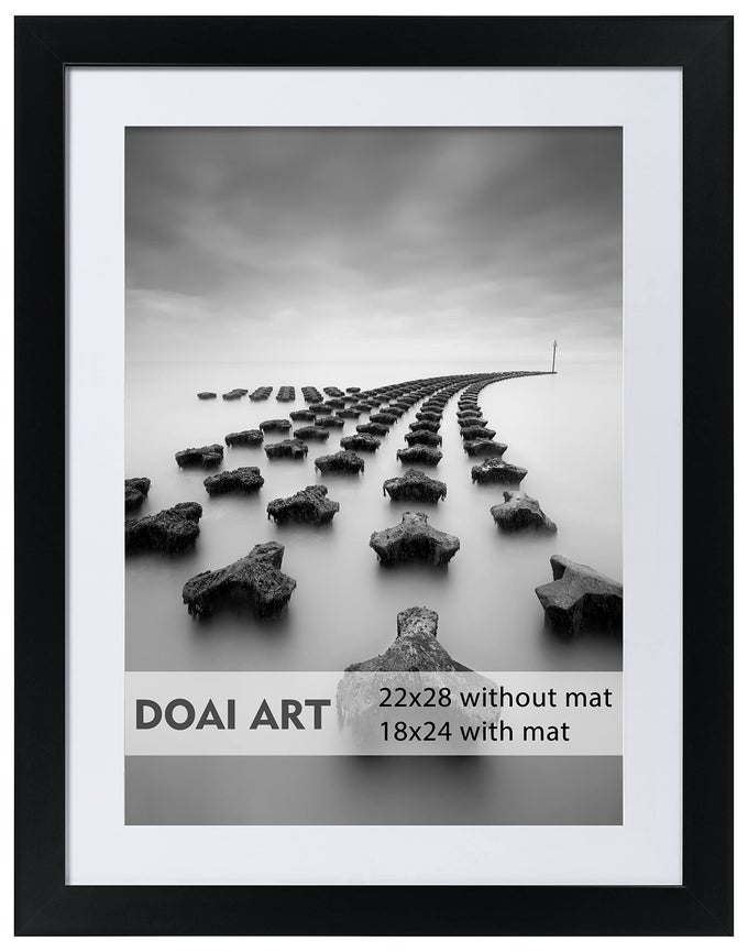 22X28 POSTER FRAME BLACK WITHOUT MAT OR 18X24 WITH MAT POLISHED PLEXIGLASS FOR WALL VERTICALLY OR HORIZONTALLY DISPLAY WALL MOUNTING HARDWARE INCLUDED