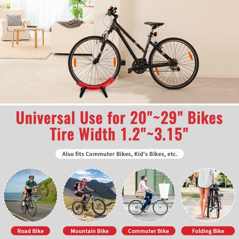 WILDKEN Bike Stand, Bike Stand Floor for Home/Garage Adjustable Bicycle Stand Bike Parking Rack Fit Road Bike, Mountain Bike, MTB, BMX, Commuter Bike, Kids Bike, Scooter (Red) - Image 4