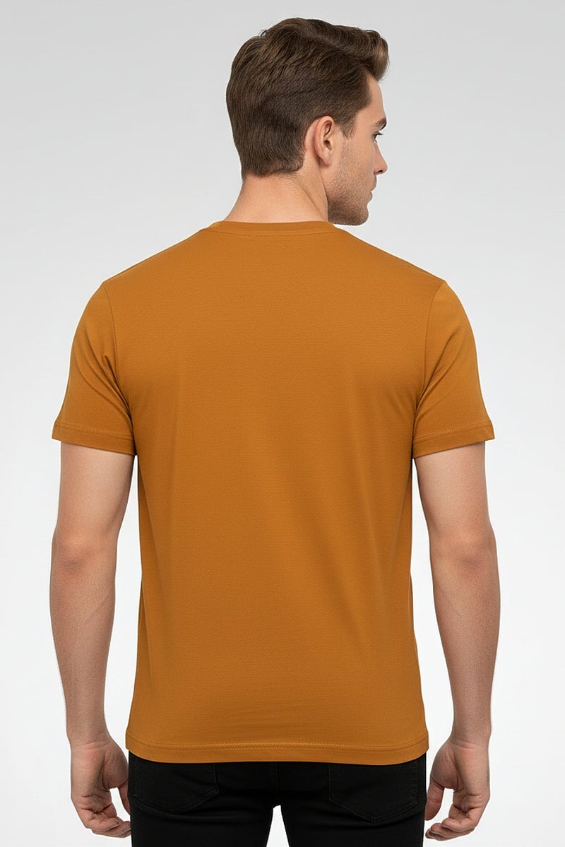 Celio Men Crew Neck Short Sleeve Plain T-Shirt, Rusty Orange - Image 4