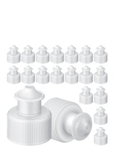 60 Pack Push Pull Caps for Bottles 28 mm Plastic Water Bottle Cap Bottle Sports Cap Water Bottle Replacement Tops Sport Bottle Lid Replacement Caps, White