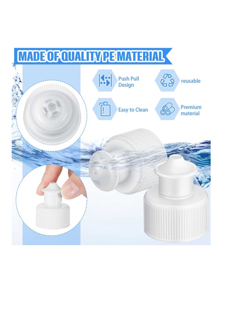 SYOSI - 60 Pack Push Pull Caps for Bottles 28 mm Plastic Water Bottle Cap Bottle Sports Cap Water Bottle Replacement Tops Sport Bottle Lid Replacement Caps, White - Image 1