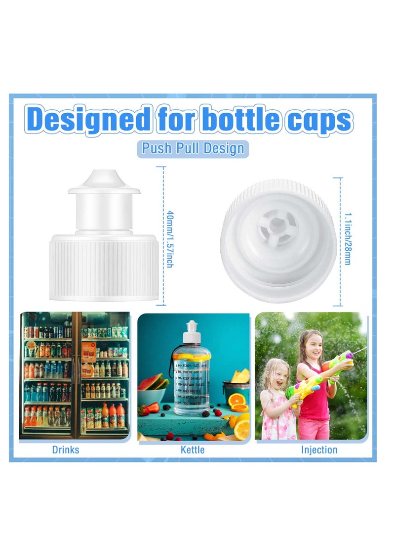 SYOSI - 60 Pack Push Pull Caps for Bottles 28 mm Plastic Water Bottle Cap Bottle Sports Cap Water Bottle Replacement Tops Sport Bottle Lid Replacement Caps, White - Image 1