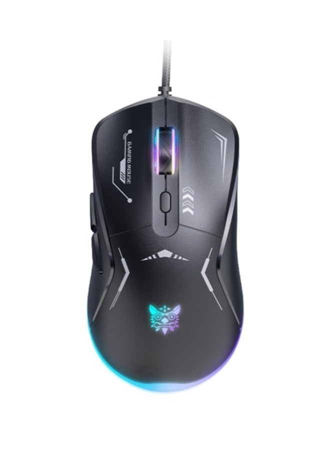 onikuma - CW917 Gaming Mouse Wired - 6 Programming Button ( Software ) - 3600DPI Mechanical Mouse - 7 Colorful RGB Backlit Optical Gaming Mice for PC Laptop Gamer | Black - Image 1