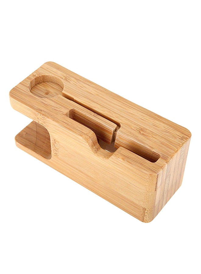 NIBEMINENT Bamboo Wood Dock Charger Holder Stand for Apple iWatch and iPhone 14X5.5.5X6centimeter Brown - Image 4