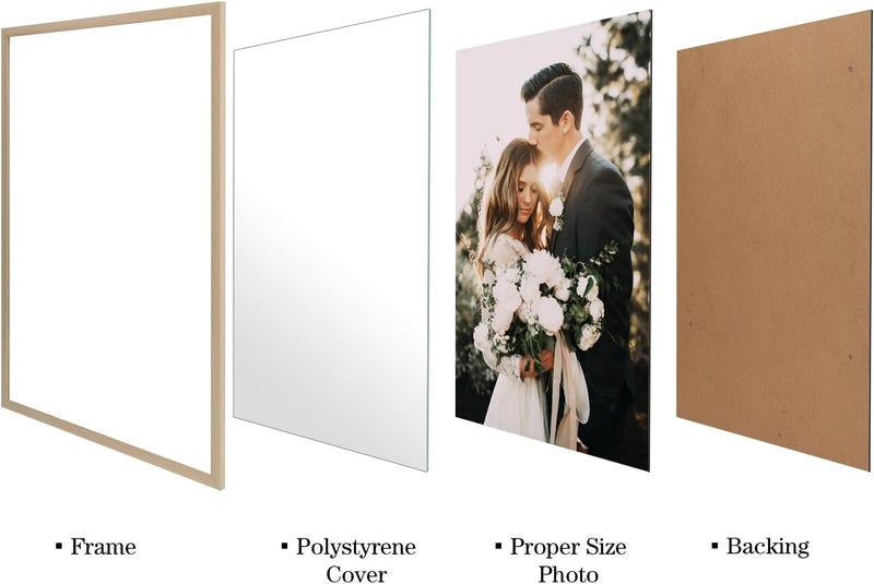 جيفت جاردن إطار الصورة Giftgarden بلون الخشب الطبيعي مقاس 50 × 70 سم، إطار ملصق كبير من الألومنيوم للصور والشهادات والملصقات مقاس 70 × 50 سم - للتعليق الأفقي أو الرأسي فقط على الحائط - Image 4