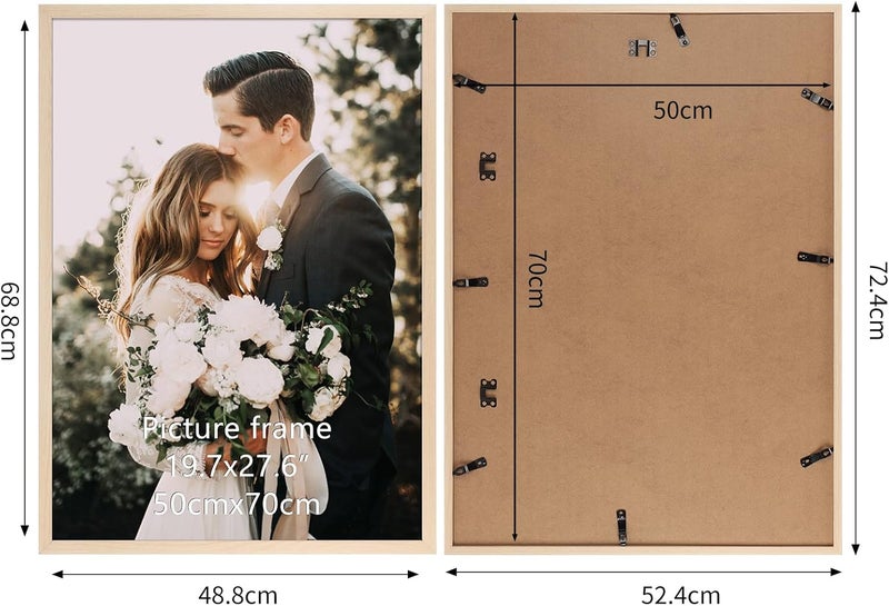 جيفت جاردن إطار الصورة Giftgarden بلون الخشب الطبيعي مقاس 50 × 70 سم، إطار ملصق كبير من الألومنيوم للصور والشهادات والملصقات مقاس 70 × 50 سم - للتعليق الأفقي أو الرأسي فقط على الحائط - Image 2
