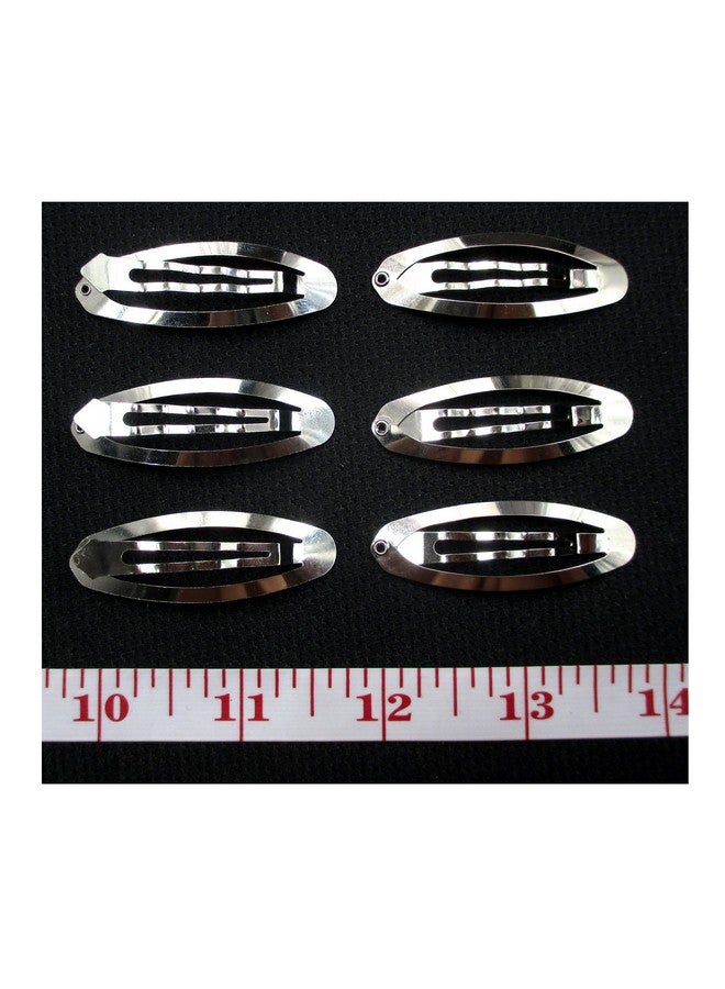 All In One Ll In One 50Pcs Metal Silver Oval Shape Snap Hair Clips/Barrettes For Diy 50Mm - Image 5