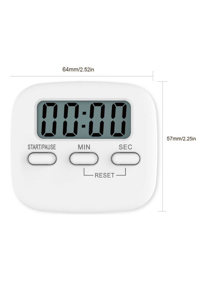 Portable Digital Kitchen Timer Magnetic Cooking Countdown Alarm With LCD Screen Stand White 6.5cm - Image 2