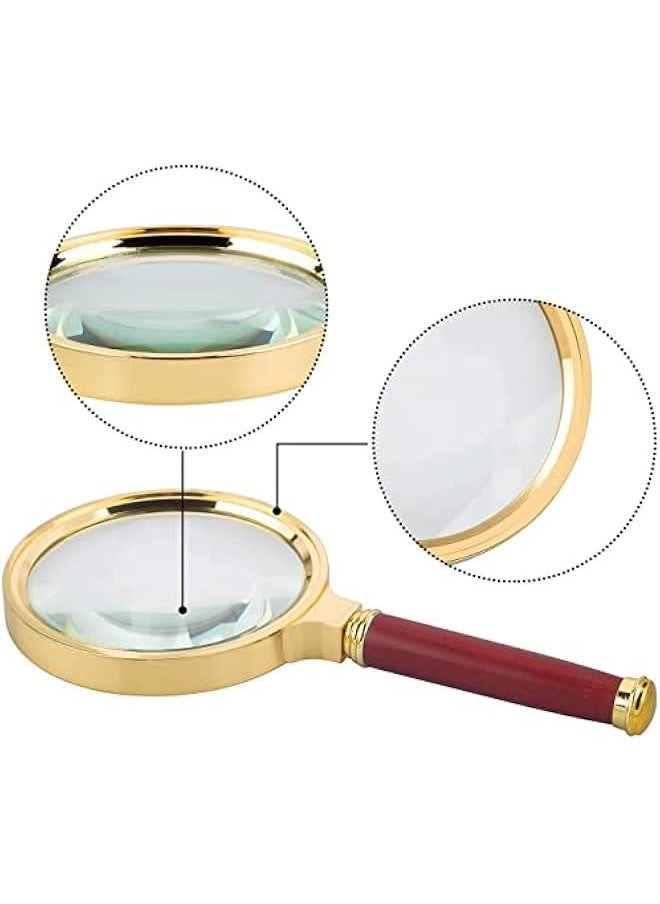FYLX 10X Handheld Magnifier Antique Mogany Handle Magnifier Reading Magnifying Gl for Reading Book Inspection Coins Insects Rocks Map Crossword Puzzle  - Image 3