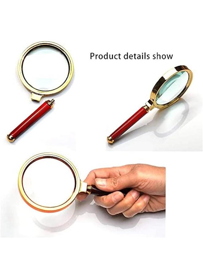 FYLX 10X Handheld Magnifier Antique Mogany Handle Magnifier Reading Magnifying Gl for Reading Book Inspection Coins Insects Rocks Map Crossword Puzzle  - Image 4