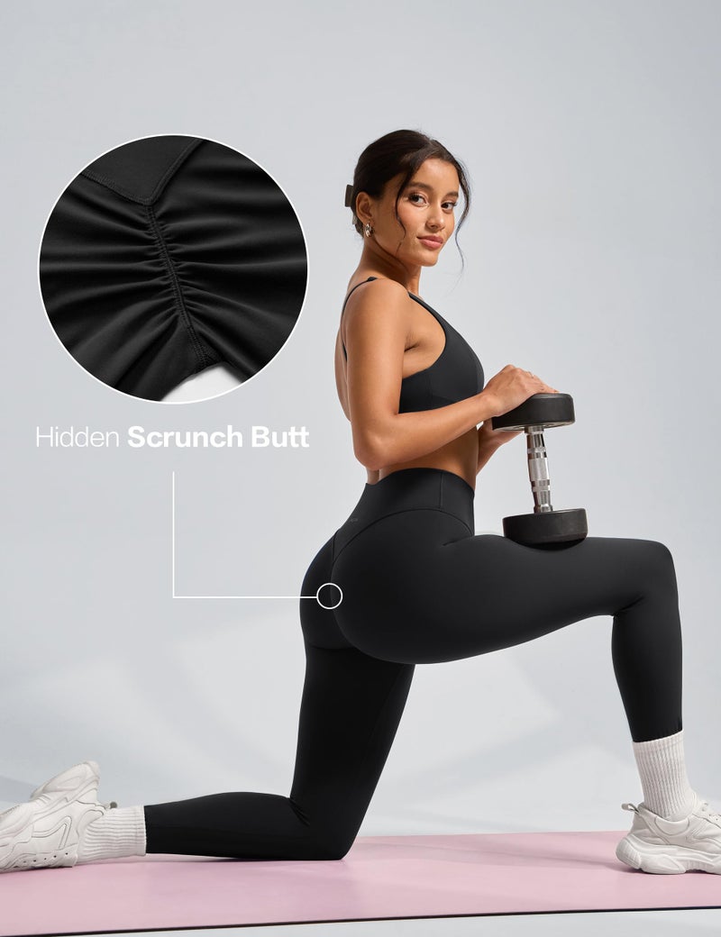 INGIA Womens High Waist No Front Seam Scrunch Butt Leggings Workouts 25 Inches V-Back Scrunch Booty Gym Yoga Pants Black Large - Image 5