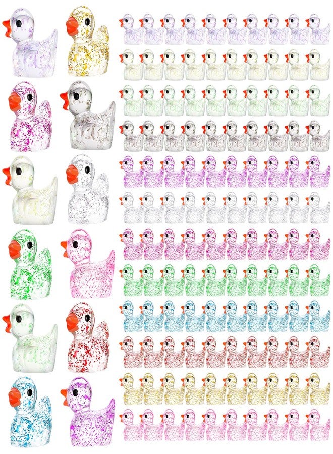 Fuyamp 120 Glitter Mini Resin Ducks, Colorful Tiny Ducks, Miniature Glitter Duck Figures for DIY Crafts, Fairy Garden, Doll House, Landscape Cake Decoration (12 Colors) - Image 1
