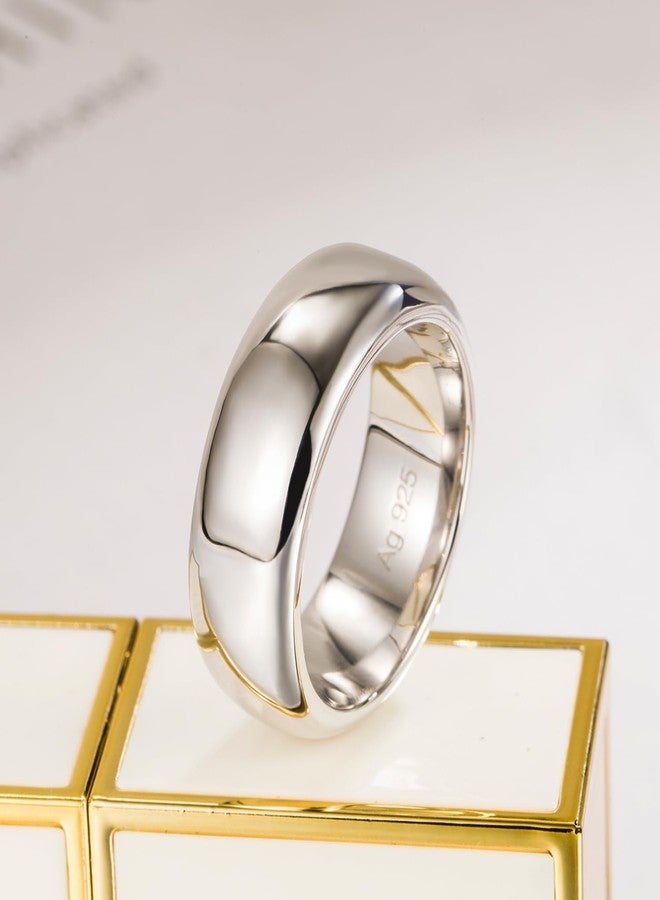 Dankadi Classic Men 925 Sterling Silver Ring-Unisex Wedding Engagement Band Ring - index finger Comfortable Breathable Band-9.5mm Wide,3.2mm Thick Size 6-13 Plated 24K Gold Fine Jewelry Gifts (Silver, 9) - Image 5