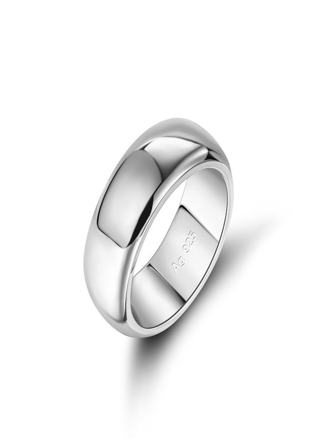 Dankadi Classic Men 925 Sterling Silver Ring-Unisex Wedding Engagement Band Ring - index finger Comfortable Breathable Band-9.5mm Wide,3.2mm Thick Size 6-13 Plated 24K Gold Fine Jewelry Gifts (Silver, 9) - Image 1