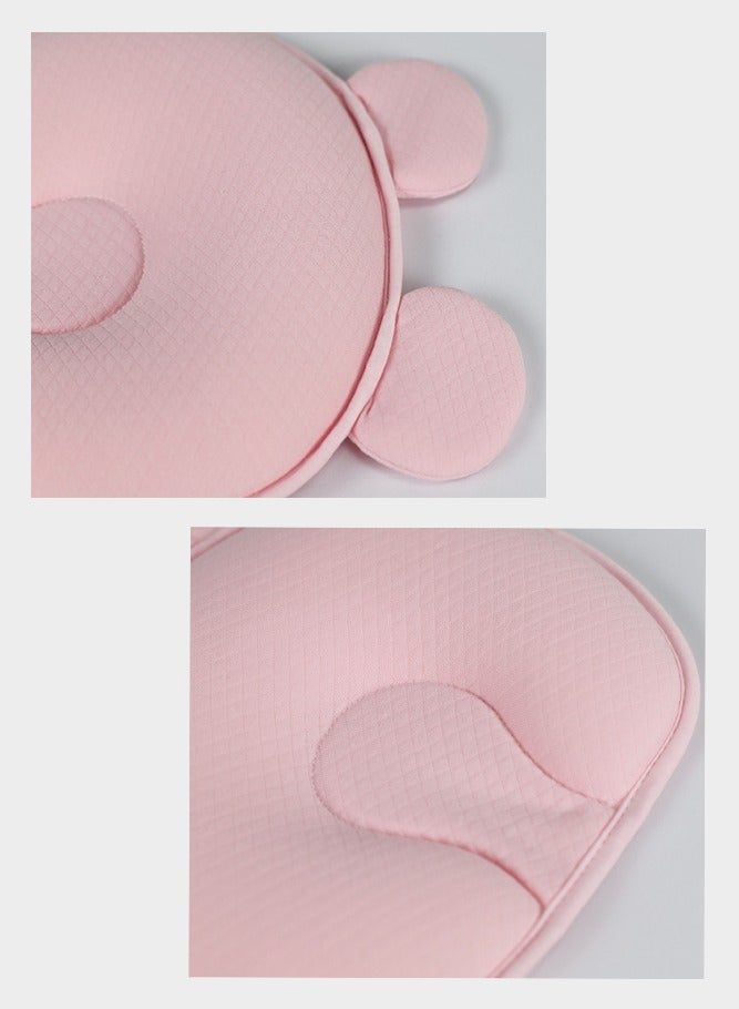 Neonatal Head Shaping Pillow with Cute Ear Shape Lightweight Soft Memory Foam Cushion Prevent Plagiocephaly and Flat Head Sleep Nursing Pillow for 0-12 Months Infant Pink  - Image 5