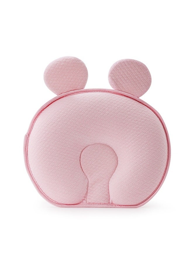 Neonatal Head Shaping Pillow with Cute Ear Shape Lightweight Soft Memory Foam Cushion Prevent Plagiocephaly and Flat Head Sleep Nursing Pillow for 0-12 Months Infant Pink  - Image 1