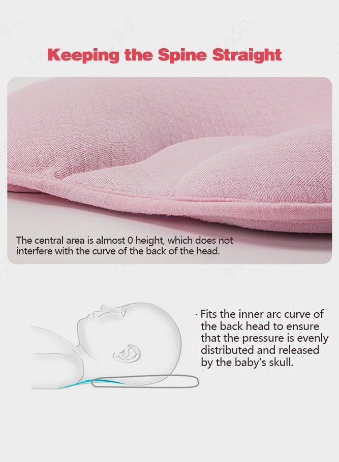 Neonatal Head Shaping Pillow with Cute Ear Shape Lightweight Soft Memory Foam Cushion Prevent Plagiocephaly and Flat Head Sleep Nursing Pillow for 0-12 Months Infant Pink  - Image 4