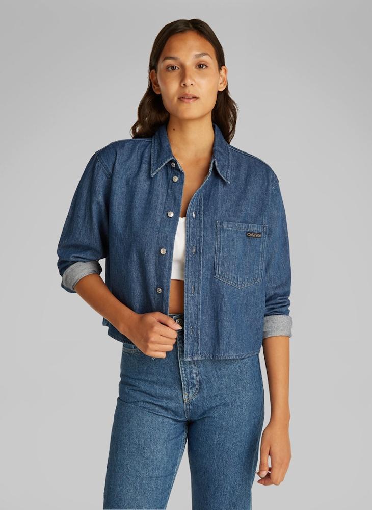 Calvin Klein Jeans Cropped Button Down Shirt  - Image 1