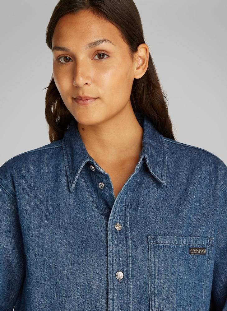 Calvin Klein Jeans Cropped Button Down Shirt  - Image 3