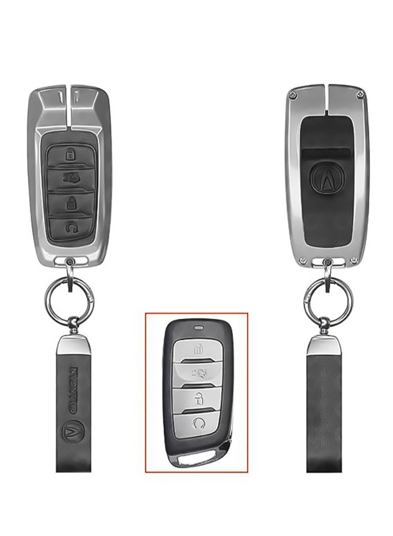 Service Zone Metal Real Leather Case For Changan 4 Buttons Smart Key Cover Case Model CS35 Plus 2018  - Image 1