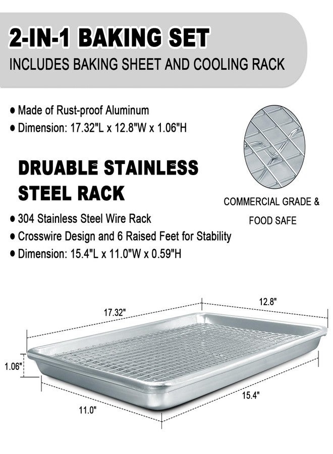 EWFEN 17 Inch Aluminum Baking Sheet and Stainless Steel Cooling Rack Set - Image 2