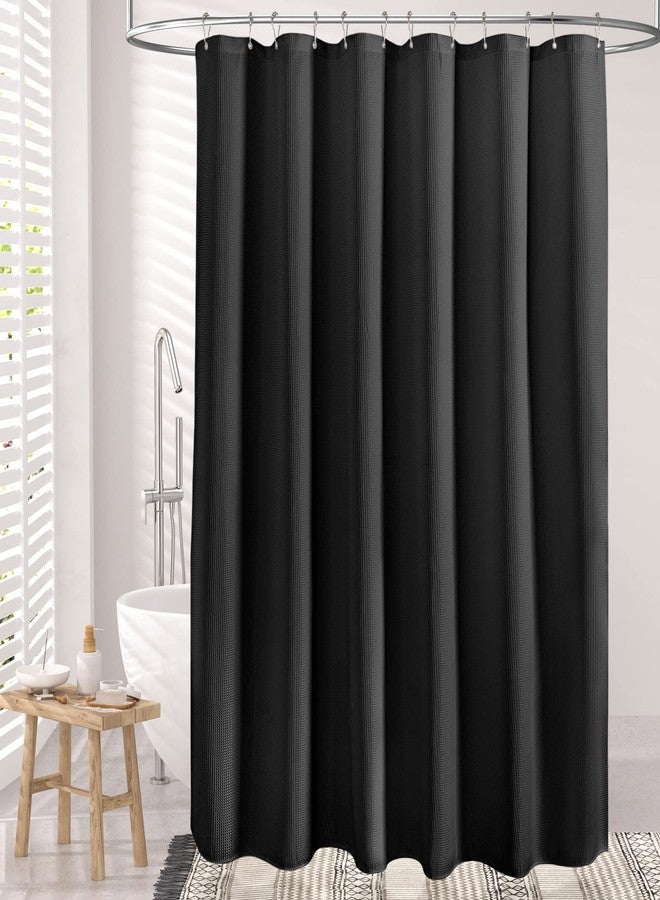 AmazerBath Black Shower Curtain Thick 240GSM, Fabric Shower Curtain with Waffle Weave, Bathroom Shower Curtains, Hotel Quality Heavy Duty, 72 x 72 Inches - Image 3