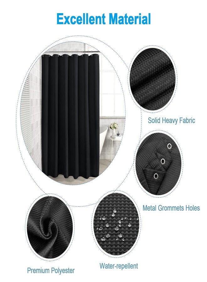 AmazerBath Black Shower Curtain Thick 240GSM, Fabric Shower Curtain with Waffle Weave, Bathroom Shower Curtains, Hotel Quality Heavy Duty, 72 x 72 Inches - Image 2