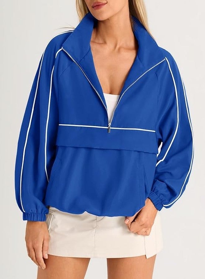 Fisoew Quarter Zip Pullover Women UPF 50+ Lightweight Windbreaker Jacket Running Hiking Outdoor Pullover with Pocket - Image 2