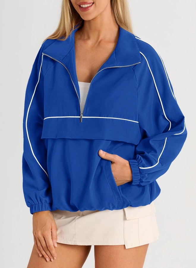 Fisoew Quarter Zip Pullover Women UPF 50+ Lightweight Windbreaker Jacket Running Hiking Outdoor Pullover with Pocket - Image 3