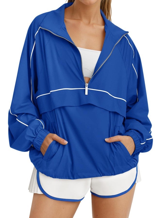 Fisoew Quarter Zip Pullover Women UPF 50+ Lightweight Windbreaker Jacket Running Hiking Outdoor Pullover with Pocket - Image 1