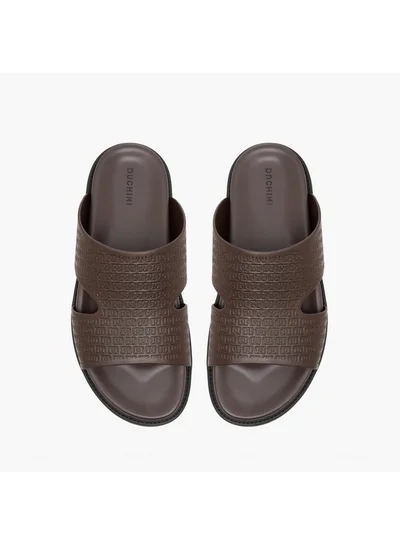 DUCHINI Men's Logo Embossed Slip-On Comfort Sandal