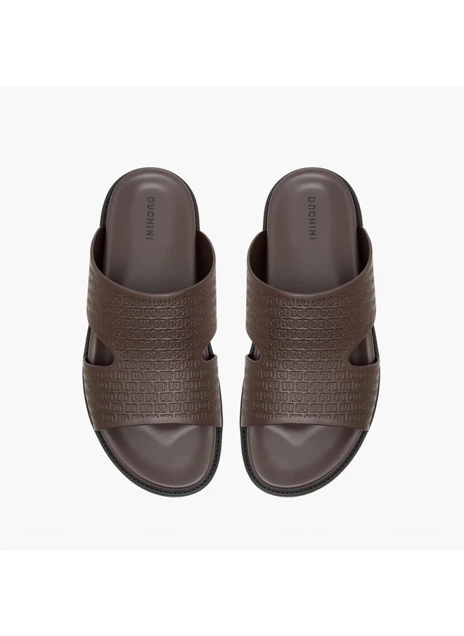 دوتشيني Men's Logo Embossed Slip-On Comfort Sandal