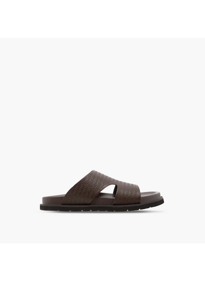 دوتشيني Men's Logo Embossed Slip-On Comfort Sandal