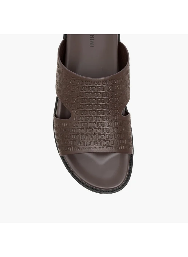 DUCHINI Men's Logo Embossed Slip-On Comfort Sandal