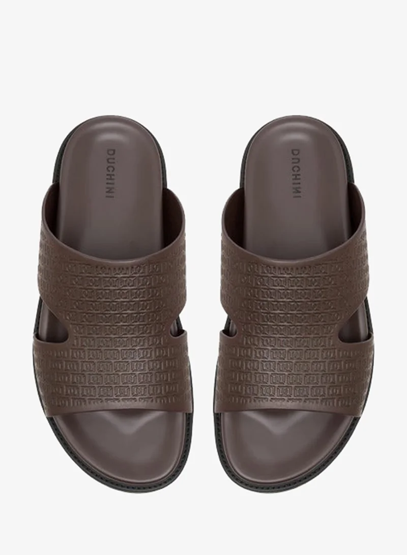 DUCHINI Men's Logo Embossed Slip-On Comfort Sandal