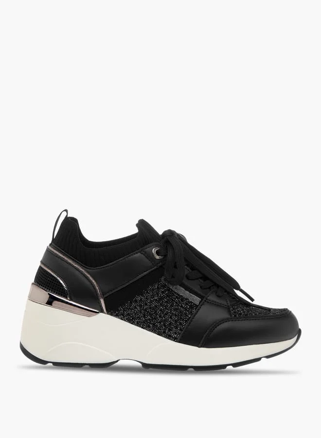 سيليست Women's Lace Detail Slip-On Sneakers with Wedge Heels