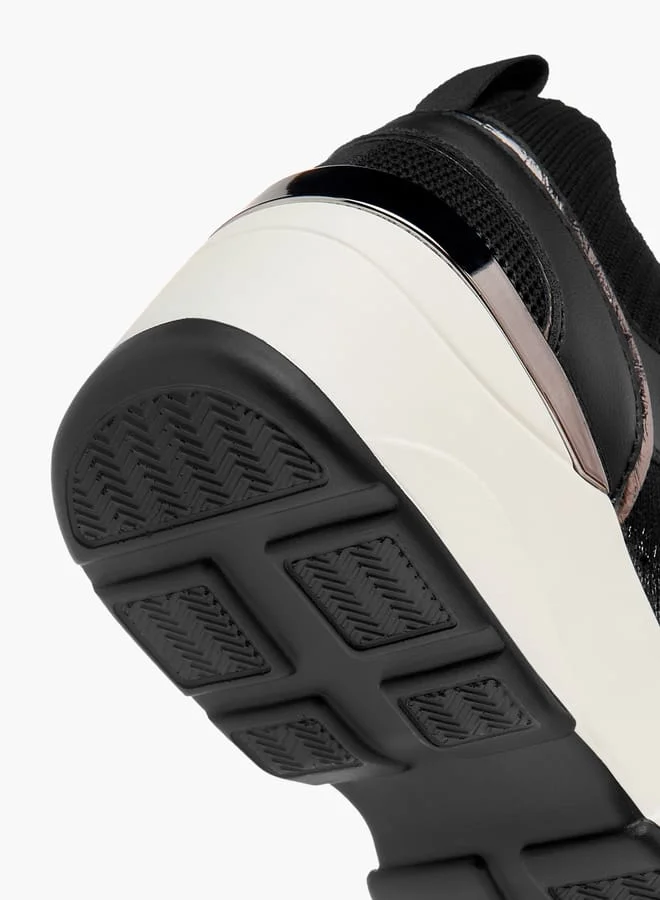 سيليست Women's Lace Detail Slip-On Sneakers with Wedge Heels