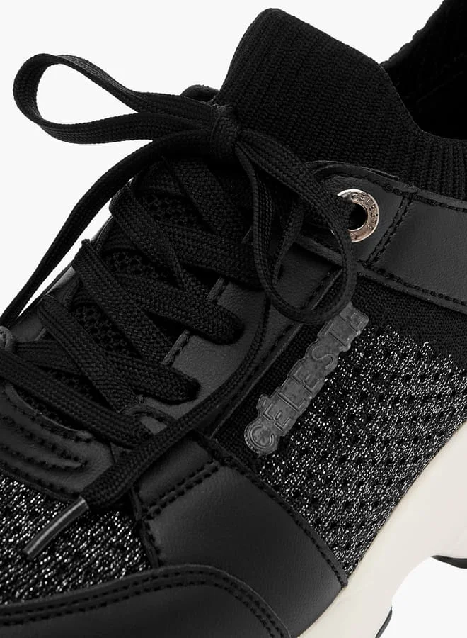 سيليست Women's Lace Detail Slip-On Sneakers with Wedge Heels