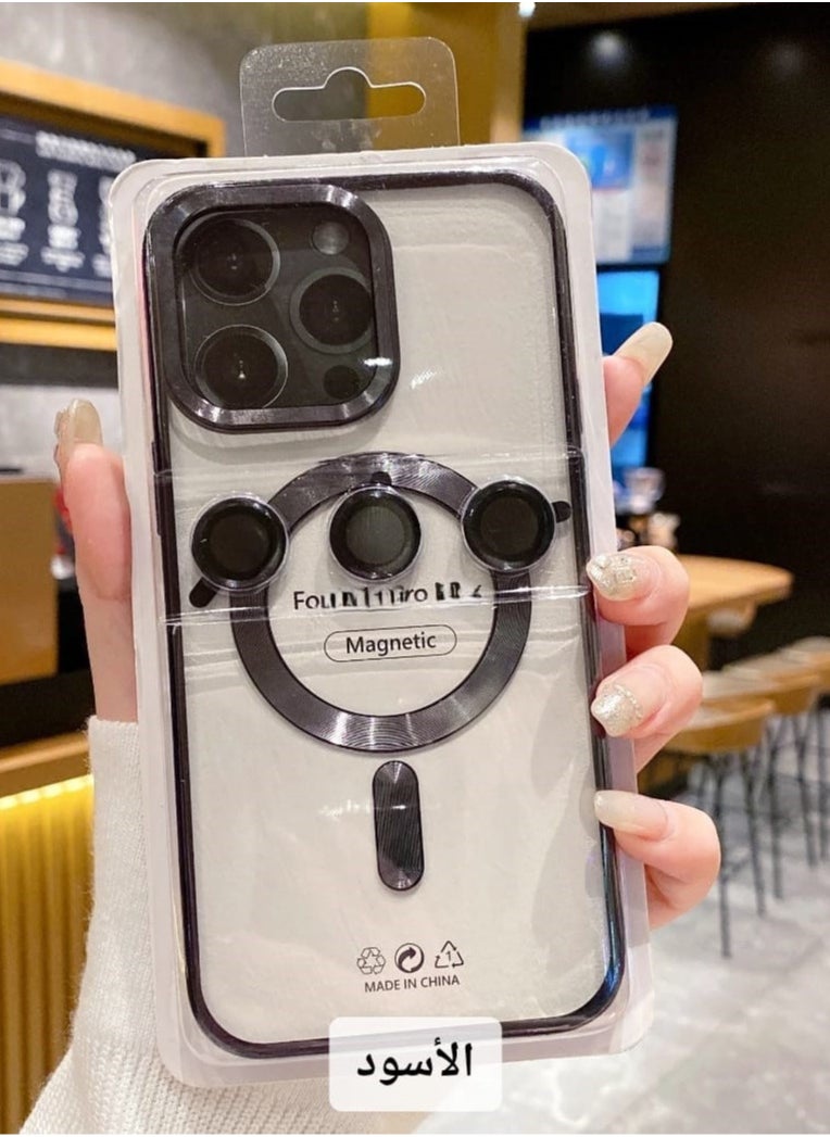 Generic - A high-quality case that supports charging the MagSafe in addition to camera lenses the same color as the case compatible with the iPhone 12 Pro Max black color - Image 1
