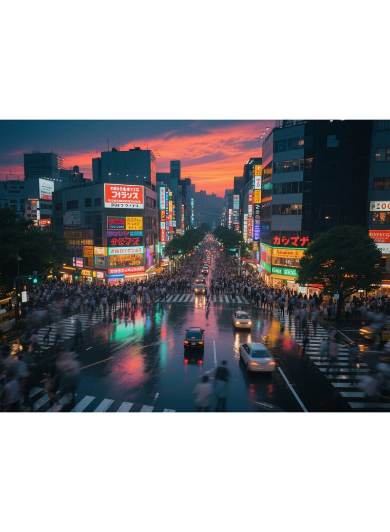 1000 piece Tokyo Shibuya Crossing Twilight Scene Puzzle - Creative Design Patterns, Rich and Colorful Art Experience, Suitable for Adults and Children - Image 1